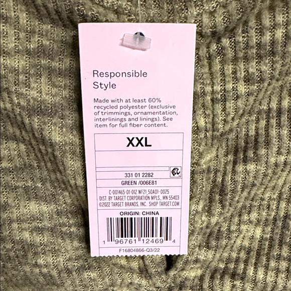 Wild Fable xxl Olive Green Ruched Long Sleeve Top very soft - Picture 3 of 5